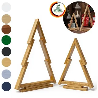 Floranica Tannenbaum 2er-Set aus Kiefernholz Holztannenbäume Natur Standschmuck Weihnachtsbaum Alternative Weihnachtsdeko Holzweihnachtsbaum Christbaum Weihnachtsdekoration