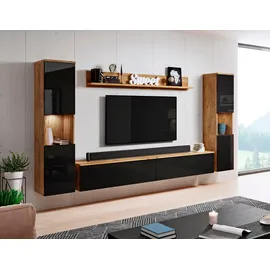 INOSIGN Wohnwand »PARIS, Vitrine Türanschlag links/rechts wechselbar« Komplett-Set, 4 Stk. tlg., schwarz