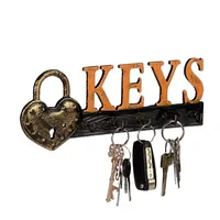 Relaxdays 3 x Schlüsselbrett Keys Gold,Orange,Schwarz