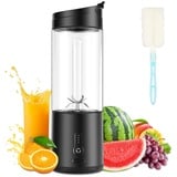 Mixer Smoothie Maker, 530ml Entsafter elektrisch Wiederaufladbarer, 150W Smoothie Blender mit 6 Klingen, Tragbarer Standmixer für Saft /Smoothies - Schwarz