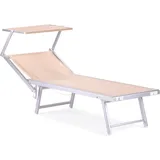 Rebecca Mobili Mobili Rebecca Sonnenliege, Beige, Metall, 186x38x61 cm, Gartenmöbel, Gartenliegen