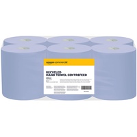AmazonCommercial Recycelte blaue Papierhandtücher- Innenabwicklung/Innenabrollung, 20*30 cm - 2 lagig - 6 Packungen, 2700 Blatt