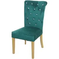 Mendler Esszimmerstuhl HWC-D22, Stuhl Küchenstuhl, Nieten Samt dunkelgrün, goldfarbene