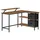 VASAGLE Schreibtisch vintage-braun rechteckig, 4-Fuß-Gestell schwarz 135,0 x 105,0 cm