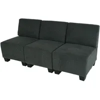 Modular 3-Sitzer Sofa Couch Moncalieri, Stoff/Textil ~ anthrazit-grau, ohne Armlehnen