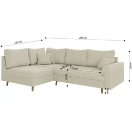 s-style möbel Ecksofa Alma Beige Cord - Ottomane links