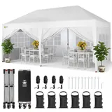 CROWN SHADES Pavillon 3x6 m, Faltpavillon mit 6 Seitenwänden, Wasserdicht Stabil Winterfest UV Schutz 50+,400D Oxford, Höhenverstellbarer Gartenpavillon, Gartenzelt, Partyzelt für Outdoor