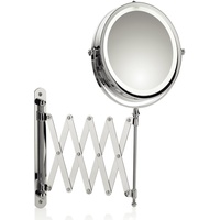 kela Wandspiegel Valeria, Ø 17,5 cm, Metall, silber glänzend, ausziehbar, 1-/5-fach Vergrößerung, LED-Beleuchtung, 20643
