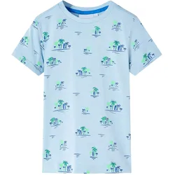 Kinder-T-Shirt Hellblau 92 – Weich & luftig mit coolem Surfer-Print - 92
