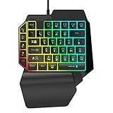 ASHATA Mechanische Gaming-Tastatur für eine Hand, breite Handballenauflage 35 Tasten mit USB-Kabel, kleine mechanische RGB-Tastatur für PUBG LOL CS Gamer