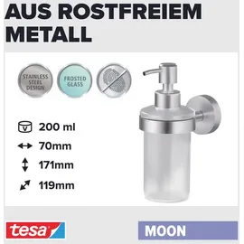 Tesa Moon Seifenspender (Mit Halterung, Edelstahl/Weiß, Matt)