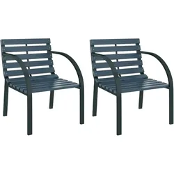 vidaXL Gartenstühle 2 Stk. Grau Holz