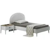 JV Möbel Kinderzimmer Set Modern Einzelbett Nachttisch, Kleiderschrank, Spiegel Design