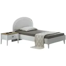 JV Möbel Kinderzimmer Set Modern Einzelbett Nachttisch, Kleiderschrank, Spiegel Design
