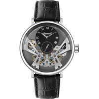 Ingersoll 1892 Die Tennessee Automatik-Uhr für Herren mit grauem Zifferblatt und schwarzem Lederarmband - I13103
