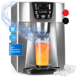 Klarstein Eiswürfelmaschine Ice Volcano 2G, Eiswürfelmaschine Eiswürfelbereiter Ice Cube Maker Eiswürfel Automat silberfarben