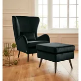 Home Affaire Ohrensessel Sallito Polyester 76 x 109 x 85 cm Grün mit Hocker