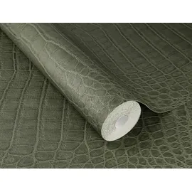 Rasch Textil African Queen III Vliestapete Krokodilleder 10,05 m x 0,53 m 751352 Dunkelgrün