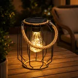 Lumiled® Solarlampe für Außen Hängend & Stehend Solar Laterne Vintage mit Dekorative Leuchtmittel Warmweiß Metall Boho Solarleuchte IP44 für Garten Balkon und Terrasse Rasen Hof