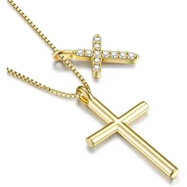 luxuskollektion Dochais Kreuz Kette Damen 14K Gold Silber Modeschmuck