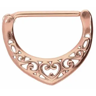 PIERCINGLINE Brustwarzenpiercing Chirurgenstahl Nippelpiercing Clicker ORIENTALISCH (Clicker, 1-tlg), Brust-, Nippel-Piercing, Chirurgenstahl goldfarben|rosa Stablänge: 16mm