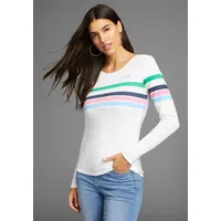 KangaROOS Langarmshirt mit bunten Streifen, Gr. 44/46, weiß, ,