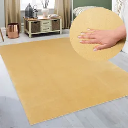 Teppich MY HOME "Arabell, Kunstfellteppich", gold, B:200cm H:16mm L:280cm, Polyester, Teppiche, flauschig, kuschelig, Felloptik, Anti-Rutsch-Unterseite, Waschbar