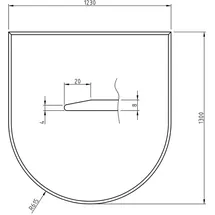 Hark Bodenplatte Halbrund Glas 1300 x 1230 x 8 mm transparent