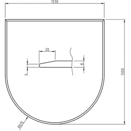 Hark Bodenplatte Halbrund Glas 1300 x 1230 x 8 mm transparent
