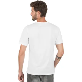 TRIGEMA T-Shirt TRIGEMA "TRIGEMA T-Shirt mit Knopfleiste DELUXE Baumwolle", Herren, Gr. S, weiß, Single Jersey, 100% Baumwolle, normal, ohne Ausschnitt, Shirts T-Shirt