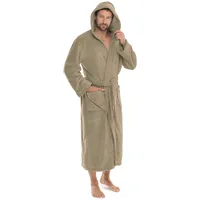 CelinaTex Florida Bademantel Damen S taupe Morgenmantel Herren Coral Fleece Saunamantel Microfaser Kapuze Unisex - S