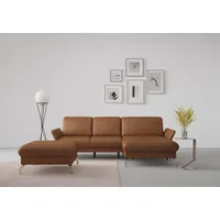 sit&more Ecksofa SIT & MORE "Fashion L-Form", braun (cognac), B:253cm H:84cm T:165cm, Sofas, Ecksofa, wahlweise mit Kopfteilverstellung, Vorziehsitz, motorisch, Nickelfüße