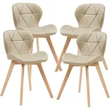 [en.casa] Esszimmerstuhl Älmhult 4-er Set 78x47x52 cm Kunstleder Beige