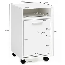 Wohnling WL5.928 Rollcontainer 33 x 38 x 60 cm weiß