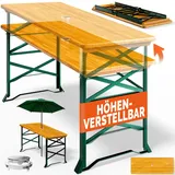 CASARIA Bierzelttisch Höhenverstellbar Klappbar Hoch Outdoor Breit Holz Buffettisch 170cm Stehtisch Bartisch Partytisch