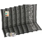 GO-DE Textil Bequeme und attraktive Polsterauflagen für Hochlehner-Gartenstühle (6er-Set, Leopard anthrazit, Hochlehner)