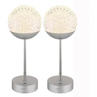 GLOBO LED Tischlampe Touchdimmer Nachttischlampe Kristall Tischleuchte höhenverstellbar, Edelstahl