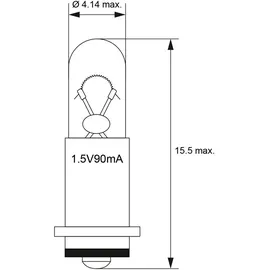 goobay T1 Subminiatur-Glühlampe, 0,09 W - SM4s/4 (Sub Midget Flange), 1,5 V (DC), 90 mA