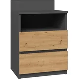 Topeshop M1 ANTRACYT/Artisan nightstand/Bedside Table 2 Drawer(s) Oak