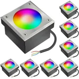 ledscom.de 8x LED Pflasterstein NEOLUM für außen, IP67, eckig, 10 x10cm, inkl. GX53 RGB Leuchtmittel, 670lm, Smart Home