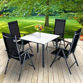 CASARIA Bern Set 5-tlg. anthrazit Tischplatte weiß