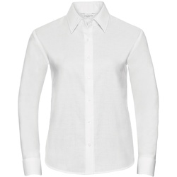 Russell Collection Klassische Oxford Bluse  Langarm, white, S