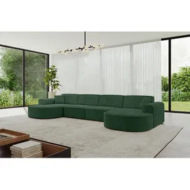 altdecor Eckcouch Cord 6-Sitzer Grün