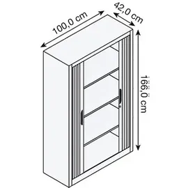 Californian Products CP Omnispace Rollladenschrank schwarzgrau 3 Fachböden 100,0 x 42,0 x 166,0 cm