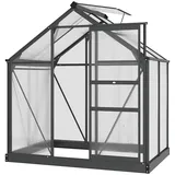 Outsunny Gewächshaus Aluminium Treibhaus mit Dachfenster 190 x 132B x 201H cm