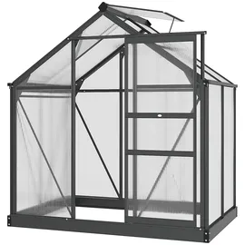 Outsunny Gewächshaus Aluminium Treibhaus mit Dachfenster 190 x 132B x 201H cm