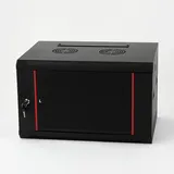 danicom Baseline 6U Wandschrank mit Glastür 600x450x368mm (BxTxH) - Schwarz - Traglast 50 kg - Wandmontage - Serverschrank - Wandgehäuse - Server Rack - Server Enclosure