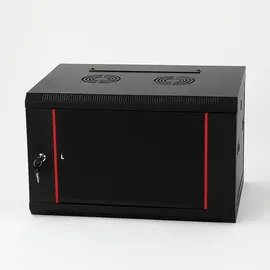 danicom Baseline 6U Wandschrank mit Glastür 600x450x368mm (BxTxH) - Schwarz - Traglast 50 kg - Wandmontage - Serverschrank - Wandgehäuse - Server Rack - Server Enclosure