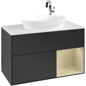 V&B Waschtischunterschrank Finion 100, Pl w m, Reg si Gr m Lac, bla m Lac