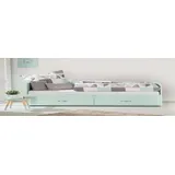 Miami ausziehbares Tagesbett, Holz, Mint metallic, 204.2 x 94 x 70 cm